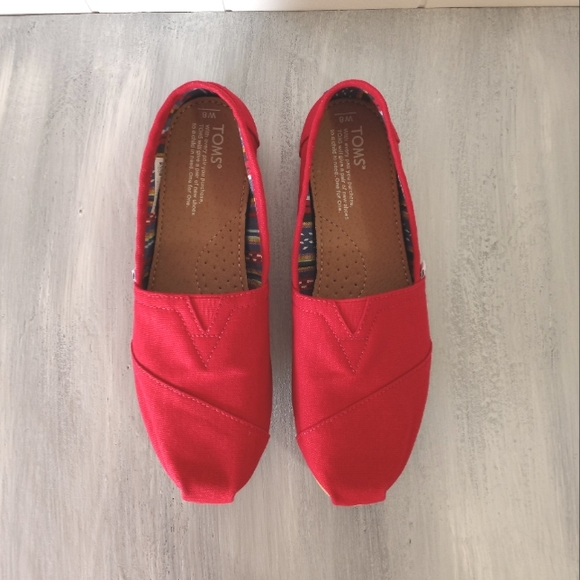 TOMS Classic Red Canvas Alpargaras Women's Size 8 - Picture 6 of 14
